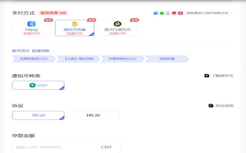 USDT虚拟币进行存款